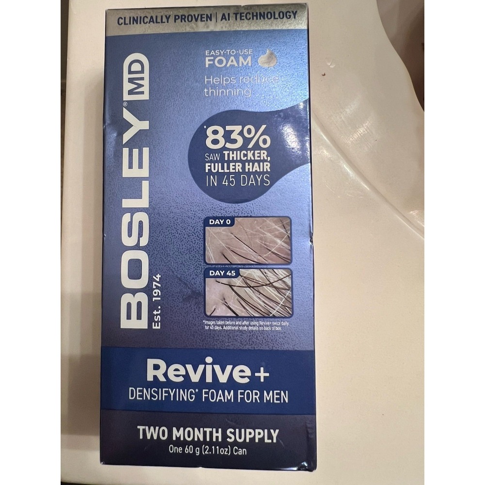 Bosley MD Revive+ Hair Densifying Foam for Men 2 Month Supply 60g 2.11oz New
